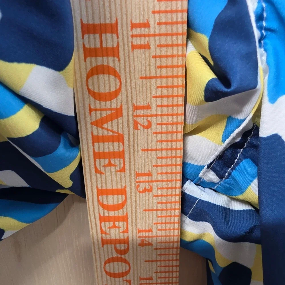Hot‎ Coals Mens XL Swim Trunks Blue Yellow Geometric Maze Quick Dry UPF 50+ NWT
